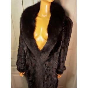Vintage fox + mink real fur coat
